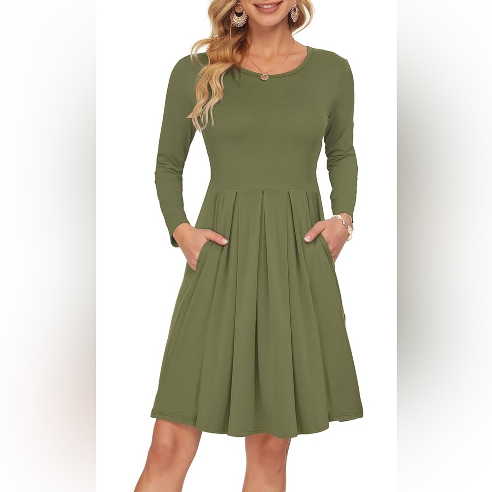 Olive green jersey dress